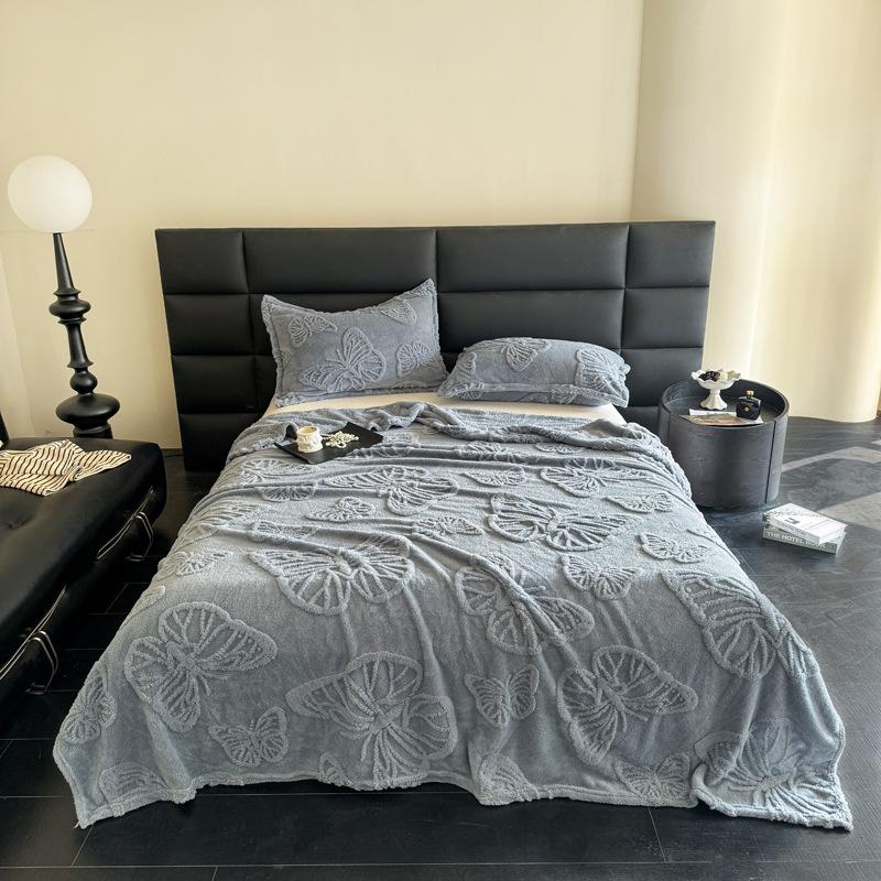 Solid Color Jacquard Velvet Butterfly Blanket - Office Nap & Air Conditioning Cover, Gift, Pet Use