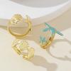 3pcs Set Bohemia Irregular Ocean Starfish Seashell Opening Rings for Women Summer Beach Vacation Jewelry Stacked Ring Accessory