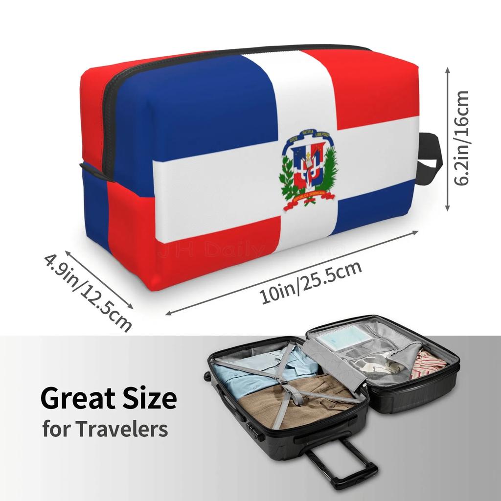 Dominican Republic Flag Print Storage Bag Large Capacity Travel Makeup Organizer for Women Men Waterproof Cosmetic Bag