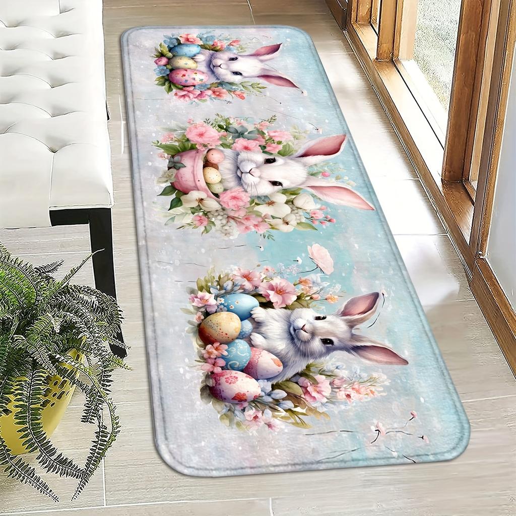 1Pcs Anti Fatigue Kitchen Rugs, Easter Print Waterproof Non-Slip Thick Cushioned Kitchen Mat Heavy Duty Comfort Standing Mat for Kitchen