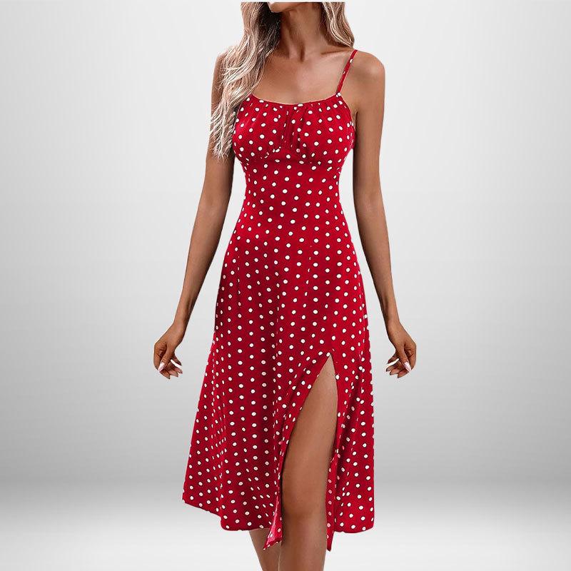2026 Spring Collection: Women's Printed Camisole Slit Long Dress - European & American Style