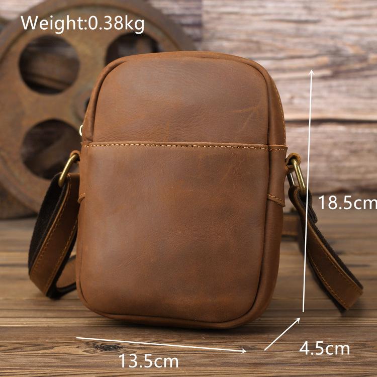 New Men's Shoulder Bag Leather Men's Bag Messenger Small Backpack Mini First Layer Cowhide Tide Brand Small Bag Men's Soft Bag