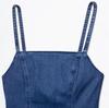 Elegant Summer Denim Midi Spaghetti Strap Dress for Women