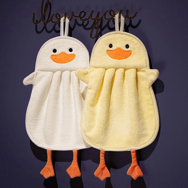 Duck Hand Towels Extra Thick Coral Velvet Absorbent Microfiber Bathroom Towel for Kids Cartoon Animal