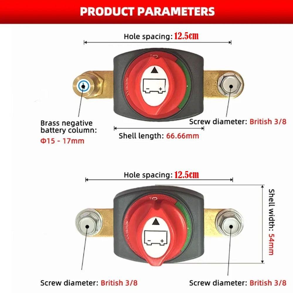 Portable 12-48V Battery Disconnect Switch Brass On/Off Battery Isolator Power Cut Master Isolator For Cars/Rvs/Boats