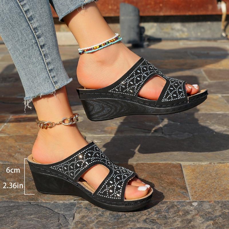 Cross-border women's summer new European and American fashion slope heel platform women's sandals foreign trade large size fish mouth cool slippers