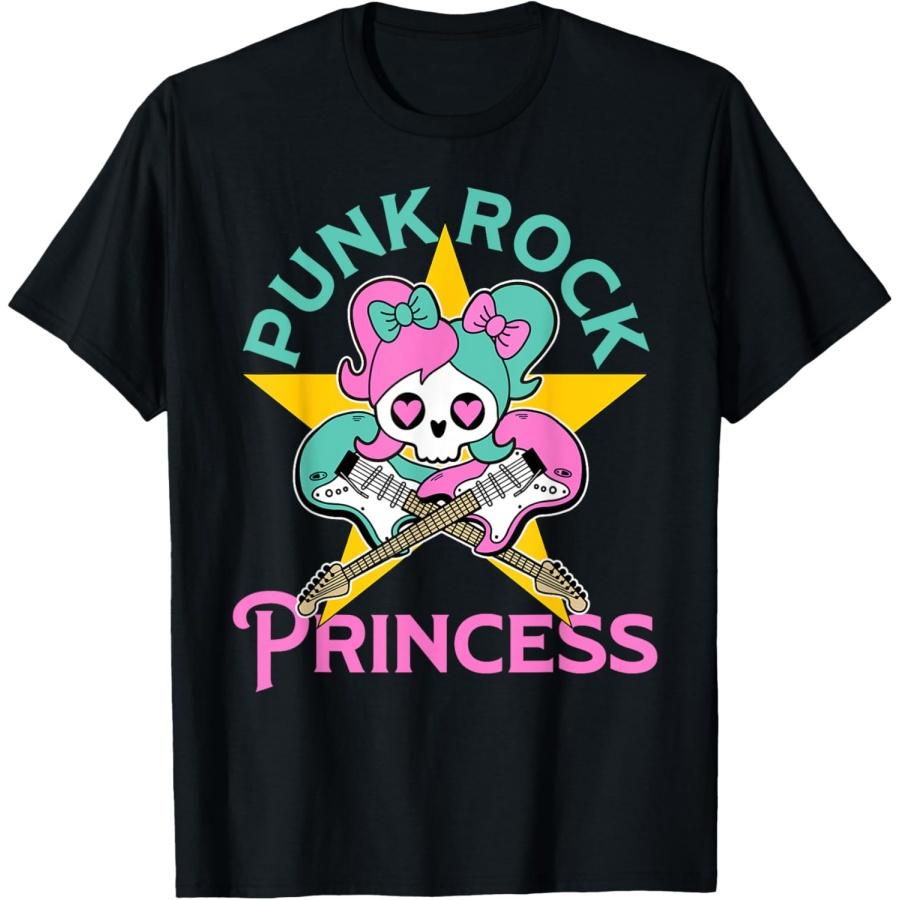 

Girl s Cute Punk Rock Princess Kawaii Skull Guitar Rockstar T-Shirt XXXXXL чорний