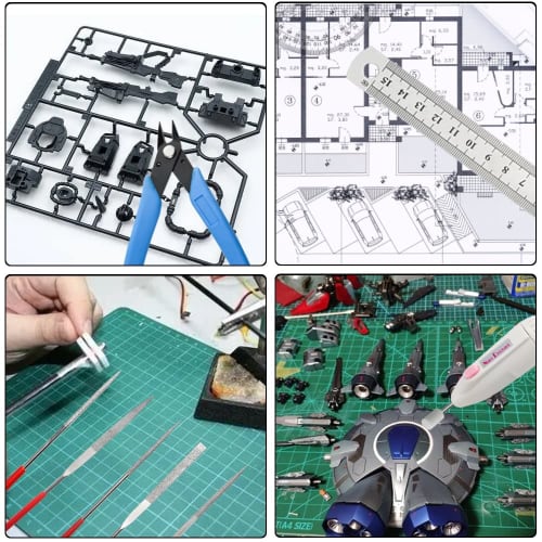 WMYCONGCONG 17-Piece Plastic Model Tool Set, Beginner-Friendly, Includes Thin-Blade Nippers, Files, and Precision Tweezers, with Storage Case