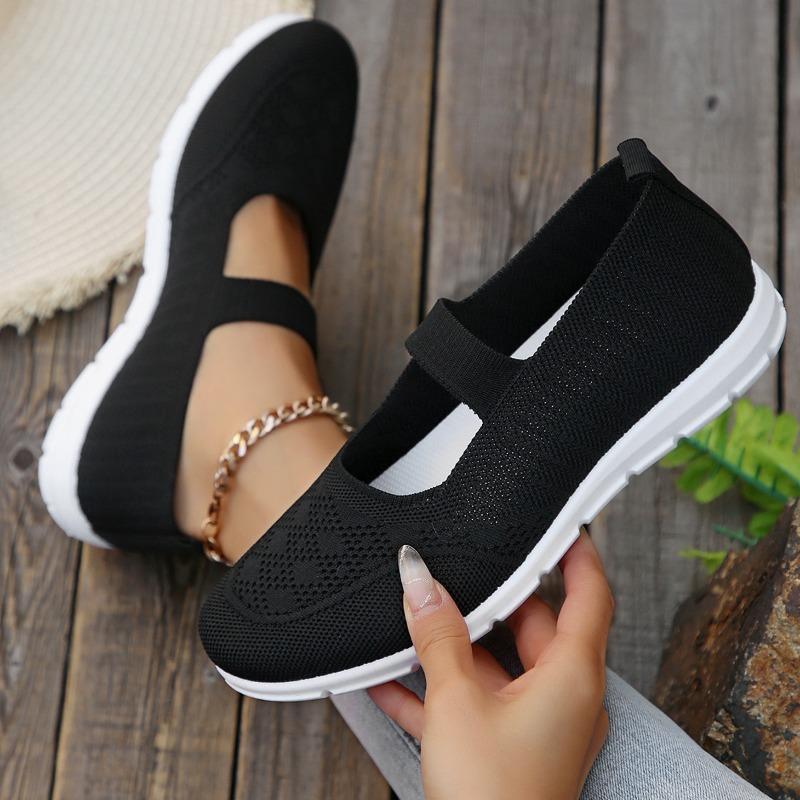 Large size casual and lightweight single shoes women's spring and autumn new breathable middle-aged mother shoes soft-soled mesh shoes