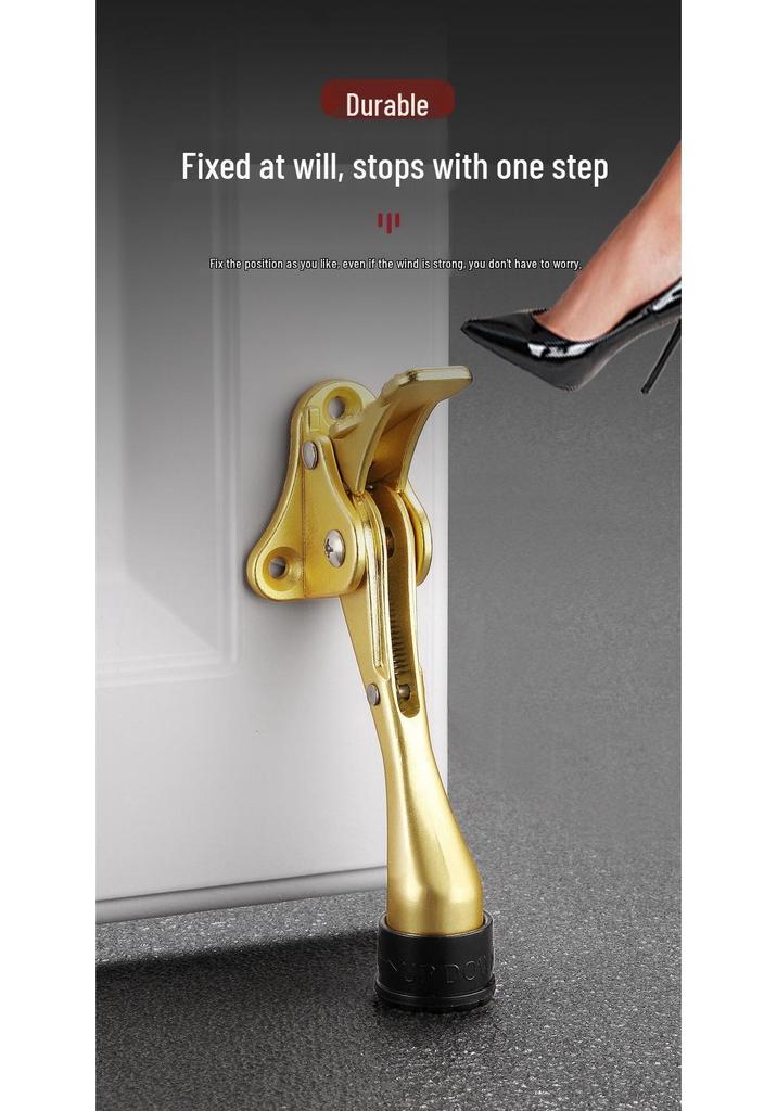 Zinc Alloy Foot Pedal Door Stopper - Anti-Collision Device for Bedroom, Bathroom, Glass, or Wooden Doors.