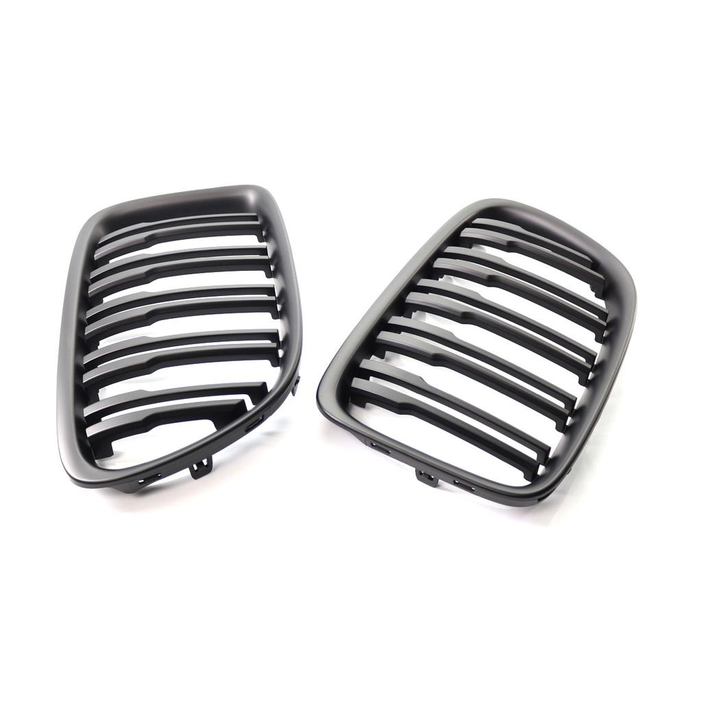 1 Pair Matte Black Car Front Bumper Double Slat Kidney Grille Sport Grills Replacement For BMW X1 E84 SDrive XDrive