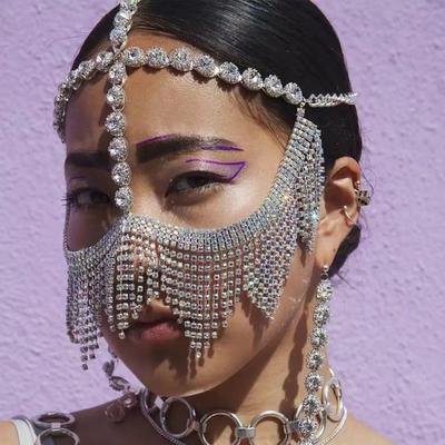 European And American Personality Claw Chain Rhinestone Mask Dinner Makeup Party Prop Mask Exaggerated Fashion Accessories Mask