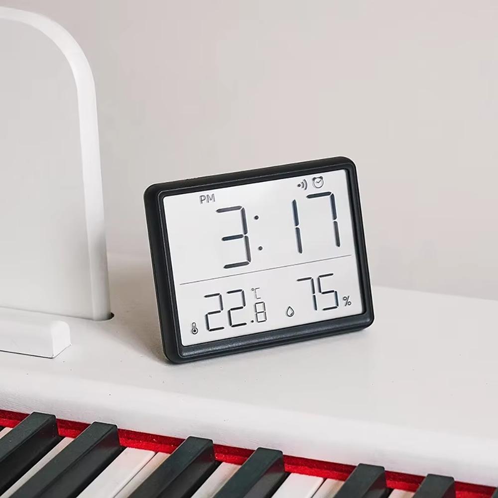 Ultra Thin Alarm Clock LCD Large Screen Digital Temperature Hygrometer Simple Magnetic Design Desk Refrigerator Wall Mounted Decoration Digital Clocks