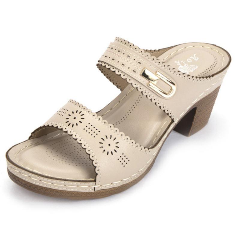Brand Women Elegant Square Heels Sandals Summer Outdoor Beach Shoes Women Gladiator Sandalias Ladies Platform Sandals WSH4082