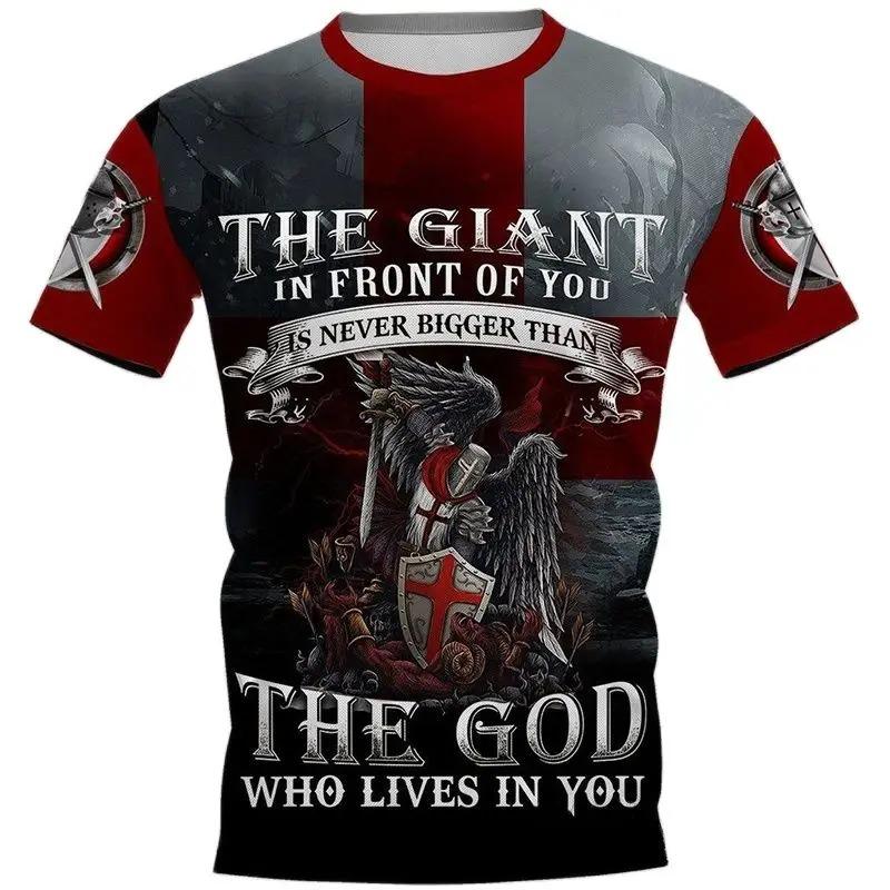 Knights Templar 3D Printing T Shirt Man Summer O-Neck Short Sleeve Oversized Top Casual Tee Loose Streetwear Harajaku