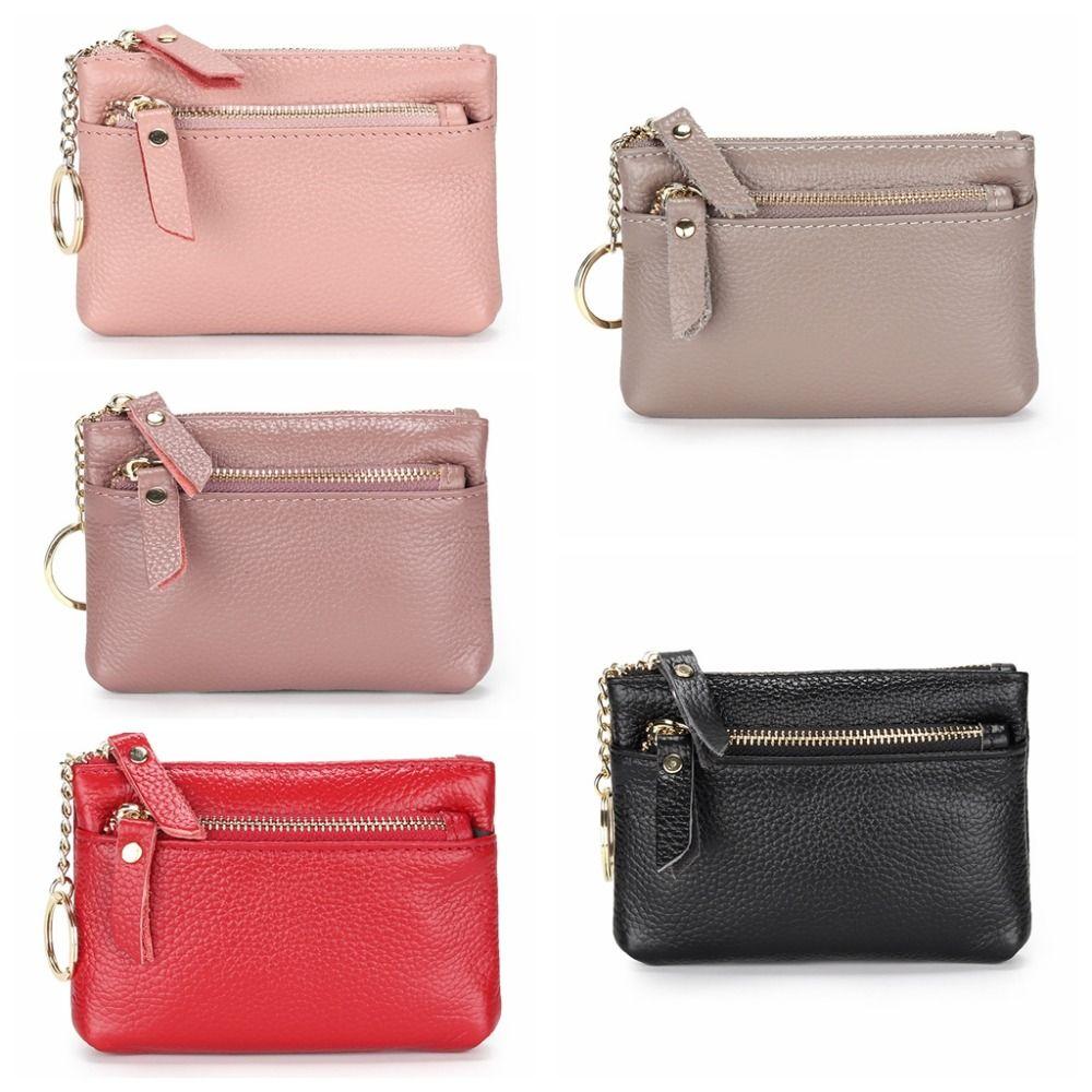Zipper Small Cowhide Wallets Multi Card Slots Pu Coin Purse Elegant Lipstick Storage Bag  Women