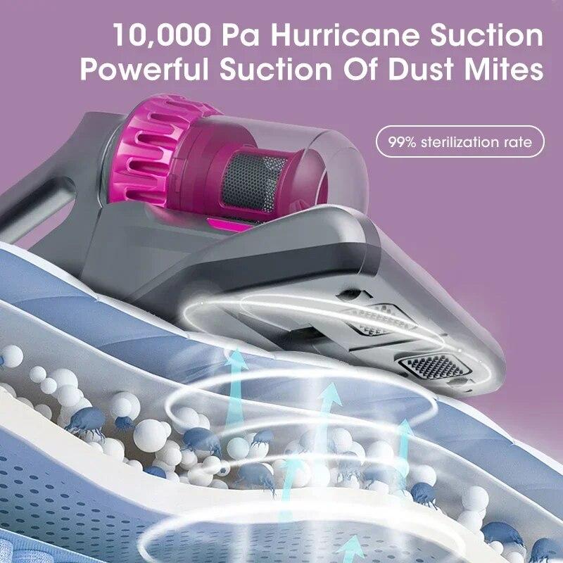 3 In 1 UV Mattress Vacuum Mite Remover Cordless Handheld Cleaner Powerful Suction for Cleaning Bed and Sofa