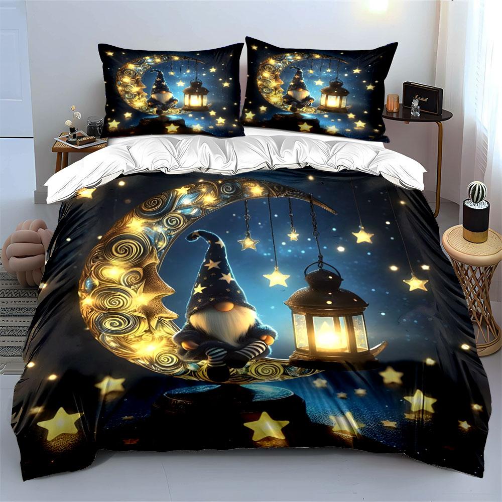 Fairy Moon Gnome Led Decor Multiple Sizes Kid'S And Adults' Bedroom Exquisite 3Pc Bedding Set, Gift