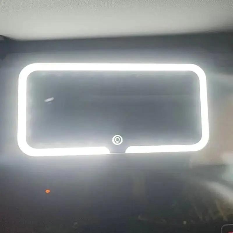 Oglindă de machiaj auto cu LED, oglindă de machiaj auto cu 3 moduri de iluminare și 60 de LED-uri, oglindă cosmetică reîncărcabilă, oglindă auto pentru machiaj