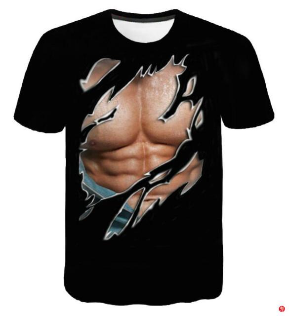 Sexy tričko s tetováním na svaly 3D trička se zvířecím potiskem Pánské letní tričko Hip Hop Homme Streetwear Funny trička