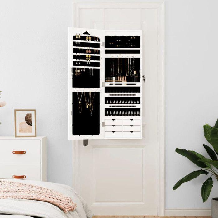 VidaXL Armoire à bijoux avec miroir murale blanc 37,5x10x106 cm 353226