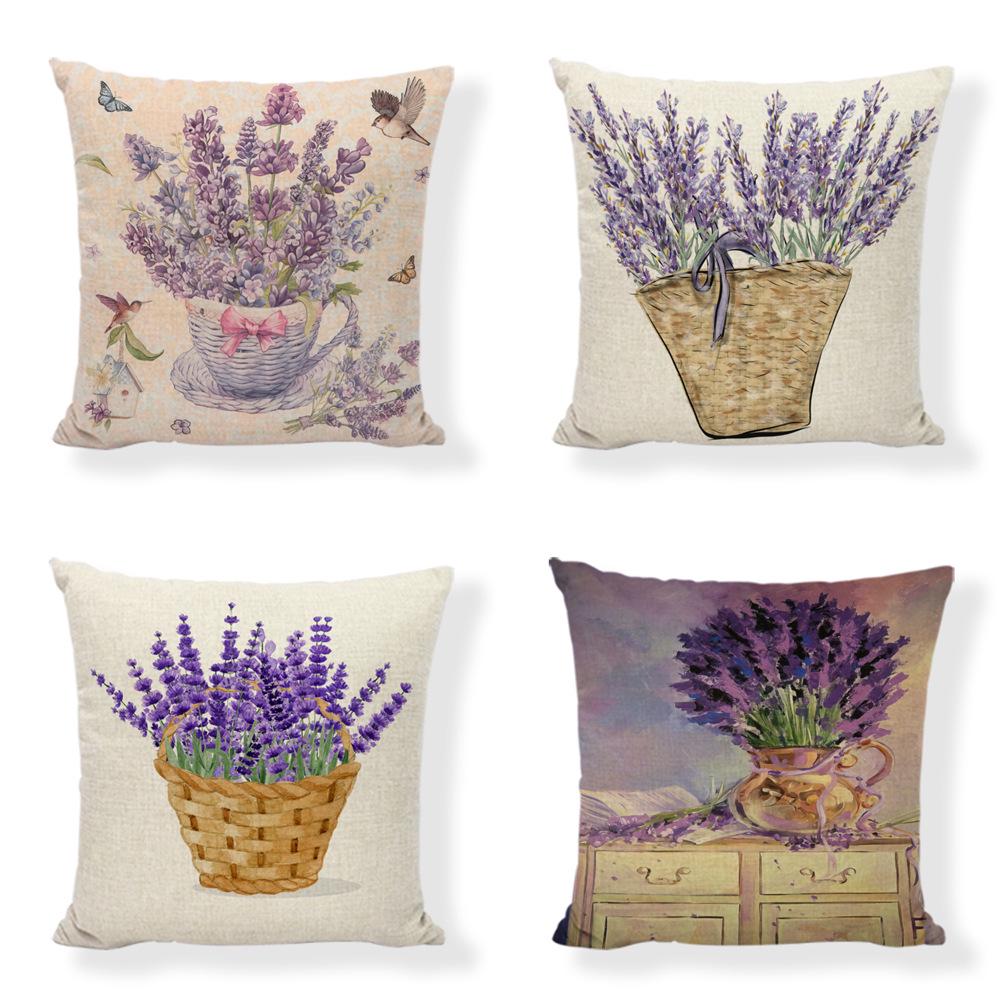 Lavendel "Velsigne dette hjemmet" Putetrekk, 45x45cm Lilla Sofaputetrekk for Stuedekor