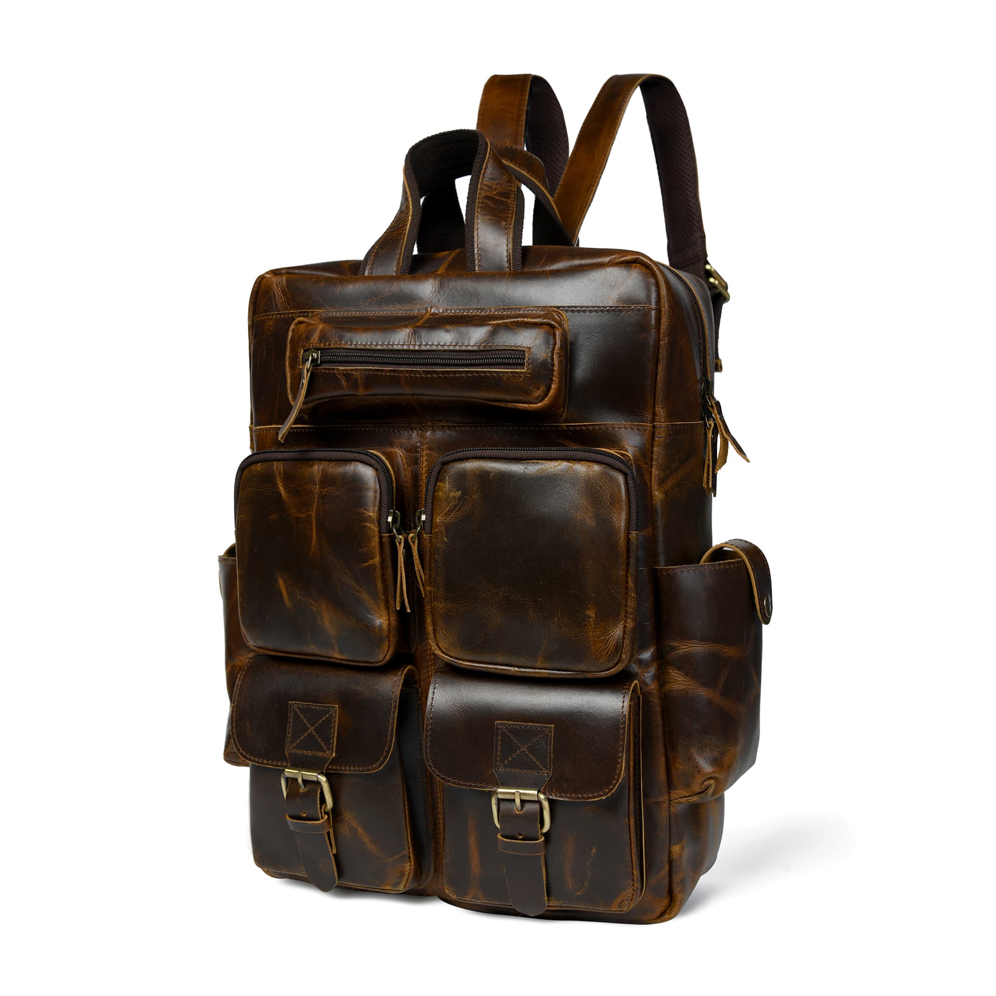 

MaheTri Prime Multi Functional Backpack Genuine Leather Bag For Everyday Use 16 Inch коричневый