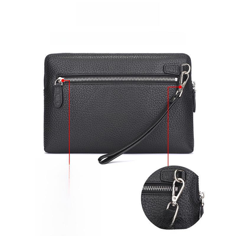 Men's Genuine Leather Clutch: First Layer Cowhide Business, Fashion Envelope Wrist Bag Handbag