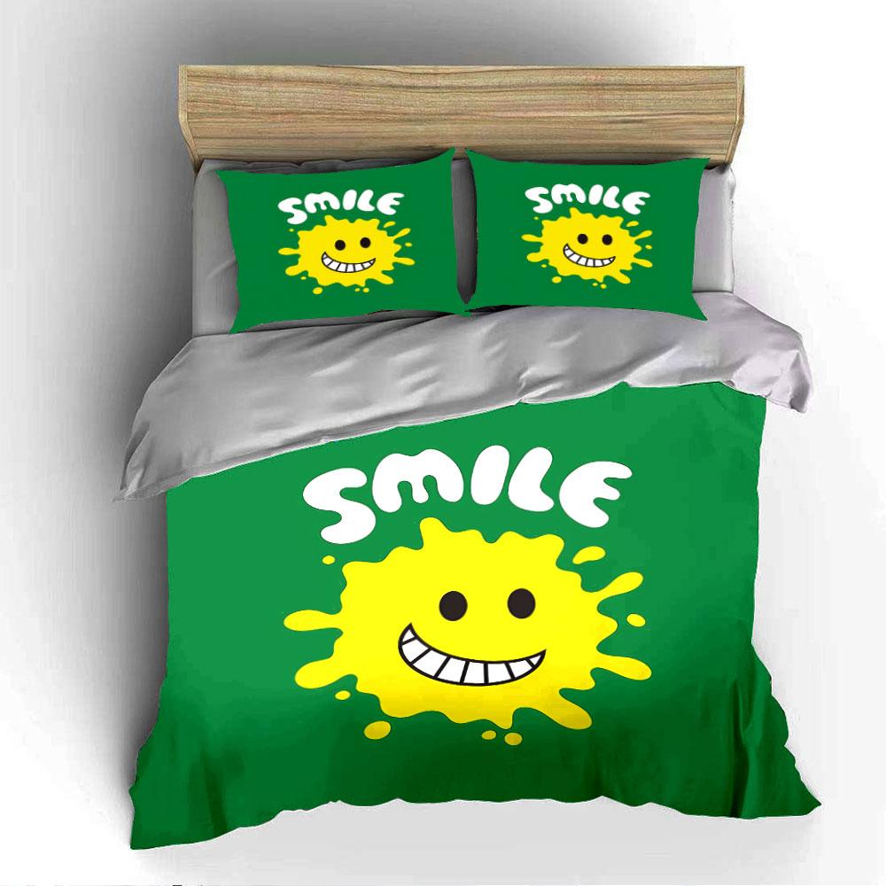Set Copripiumino con Design a Schizzi Faccina Sorridente Copripiumino Federe (1*Copripiumino 2*Federe, senza piumino)