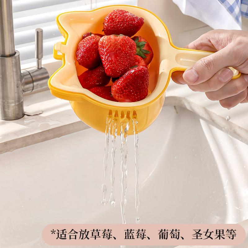 2-IN-1 Eco-Friendly Vegetable Fruit Cleaning Drain Basket Reusable Kitchen Strainer for Sustainable Home Living