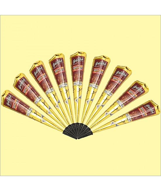 Golecha Maroon Gold Henna Cone 12 CONE