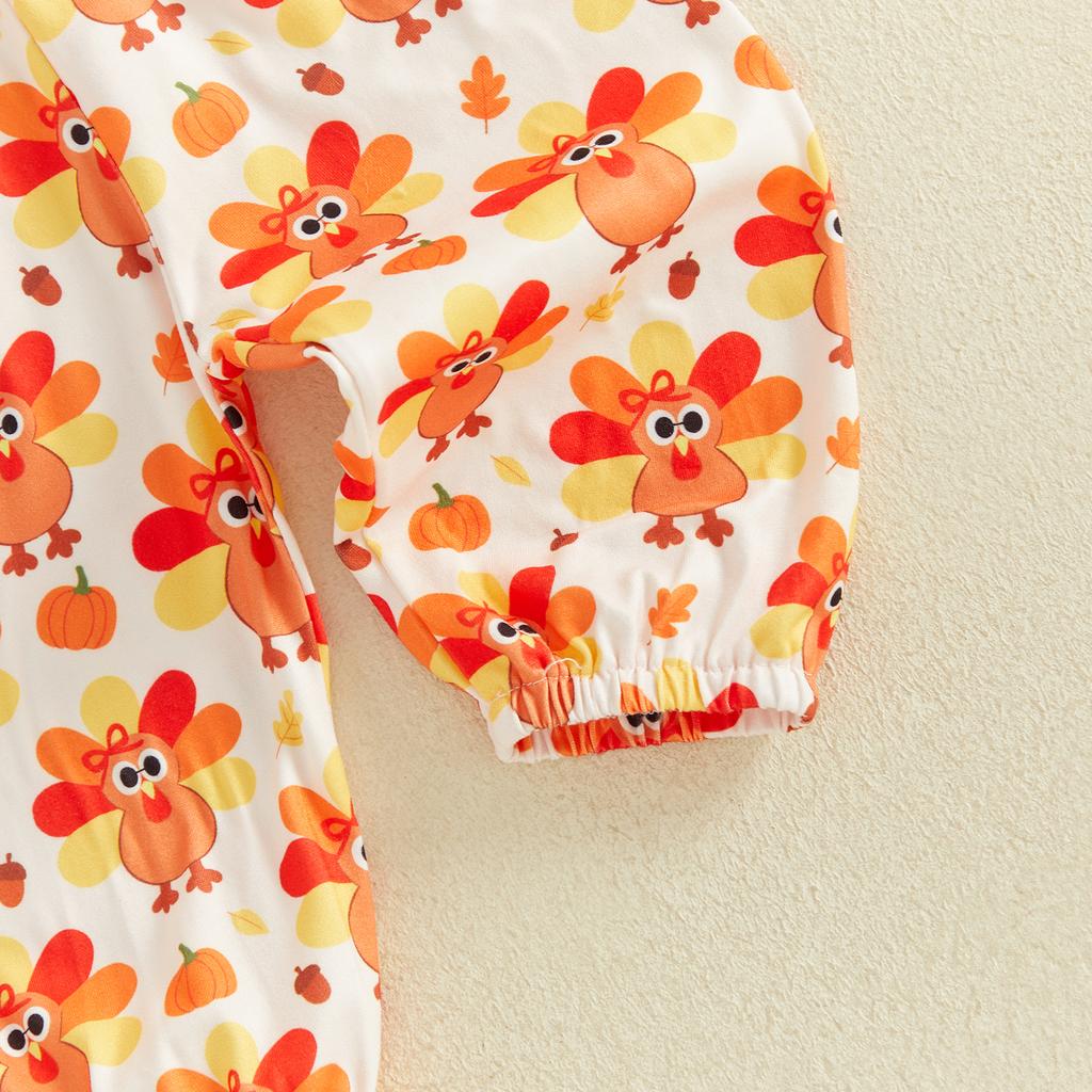 Citgeett Autumn Thanksgiving Day Infant Girl Outfit Long Sleeve Romper Pants Headband Fall Casual Clothes