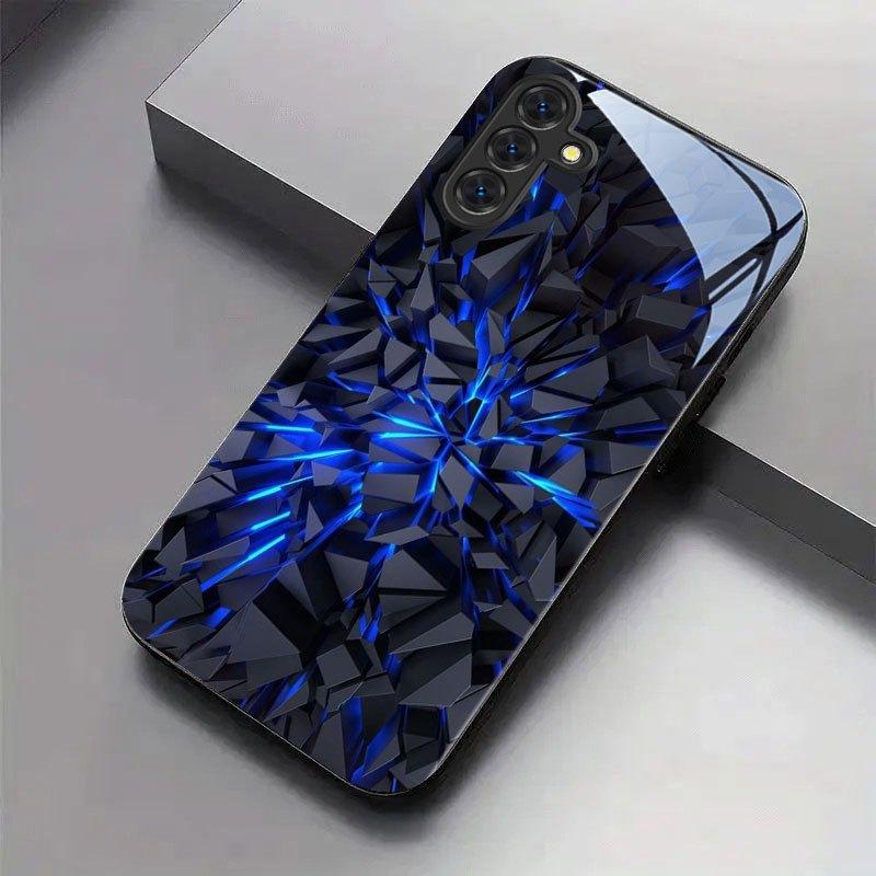 Geometric Fragment Pattern Glass Phone Case Suitable for Samsung GalaxyS26 S25 S24 S23 S22 S20FE/Ultra/Plus Anti Drop Back Cover
