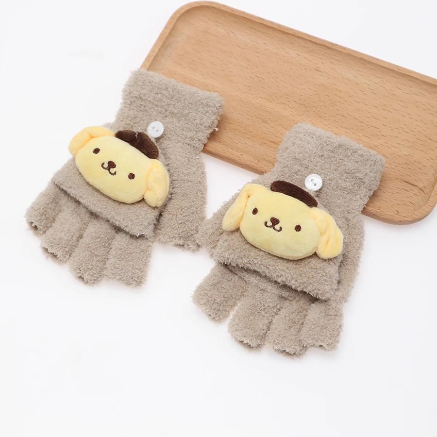 Zimní bezprsté rukavice s odklápěcím vrškem v korejském stylu - Unisex, kreslený design, kompatibilní s dotykovou obrazovkou, ideální pro psaní a ťukání