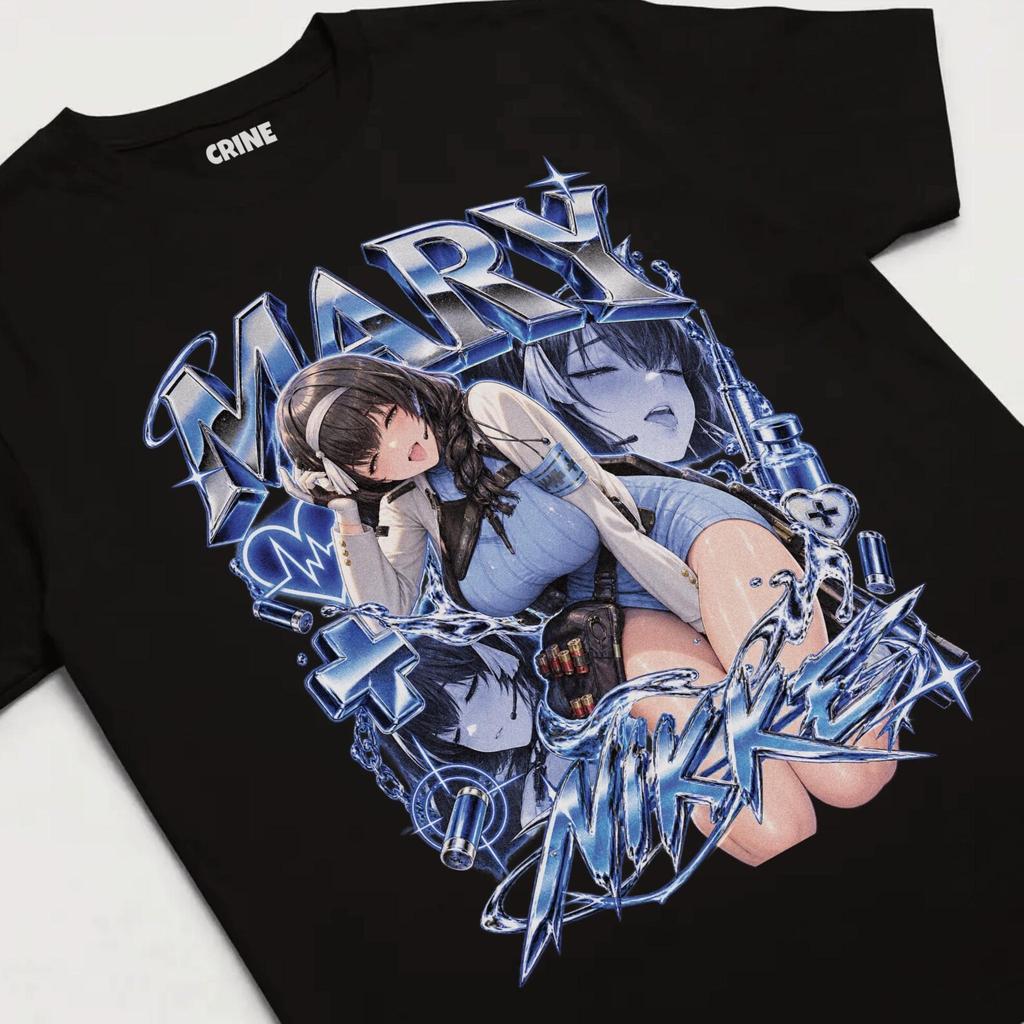 Mary T-Shirt Goddess of Victory Nikke Medical Tee Y2K Chrome Cyberpunk Anime Streetwear