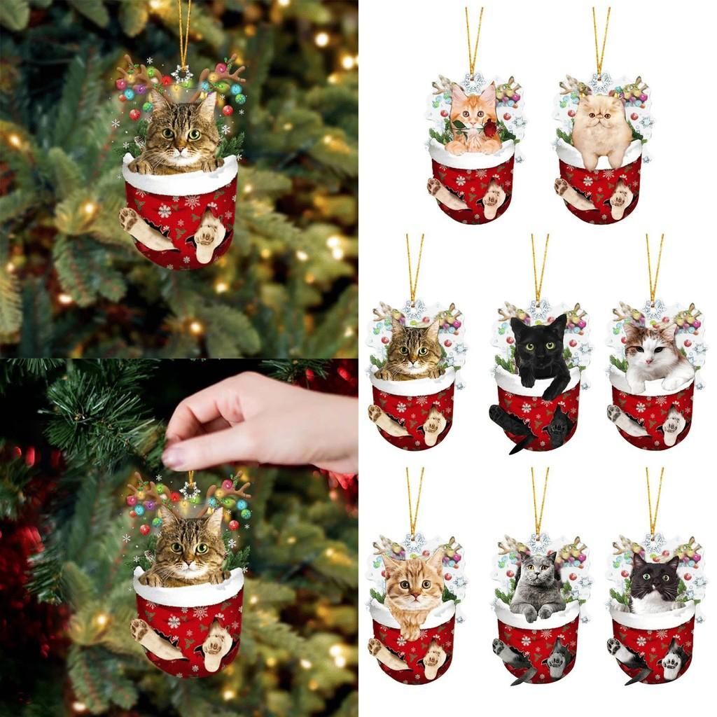Whimsical Cat Christmas Socks Tree Hangings Brighten Up Your Decor Holiday