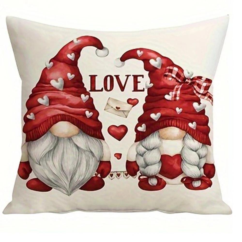 Valentine'S Day Decoration Pillowcase Dwarf Love Xoxo Pattern Design Is Suitable For Home Room Sofa Cushion Cover Lover Gift Sho