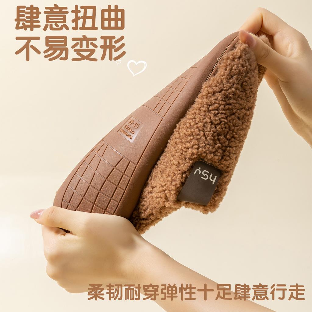 25 New thermal cotton slippers women's autumn and winter couple indoor home household silent non-slip men's cotton slippers