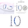 Sparkling Blue Zircon Hoop Earrings Pave U Shape Star Devil Eyes Circle S925 Drop Earring Fit Original Party Jewelry