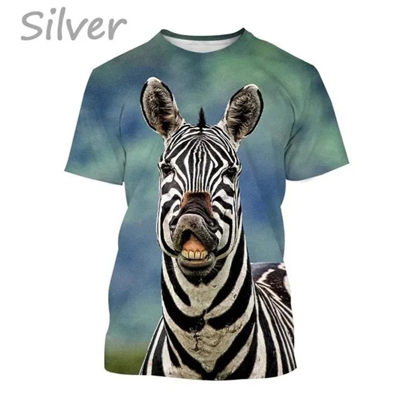 Zebra Pattern T Shirt Men's Cute Animals 3D Printed T-Shirts Summer Fashion Kids Women Casual Cool O Neck Loose Tees Tops