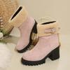 Autumn and winter new European and American low boots with fleece to keep warm large size thick heel Martin boots cotton