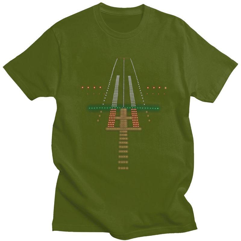 Airport Runway Lights At Night Tshirts for Men Short Sleeve T Shirt Air Traffic Controller Tshirt Slim Fit 100 Cotton Tees