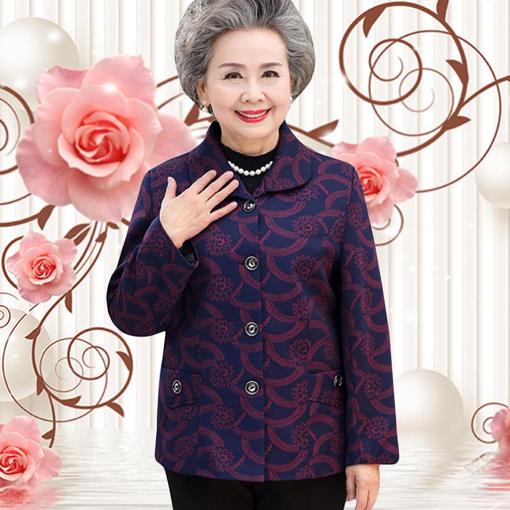 Spring & Autumn Lightweight Jacket for Mature Women - Stylish Lapel Top, Grandma's Fashionable Two-Way Shirt