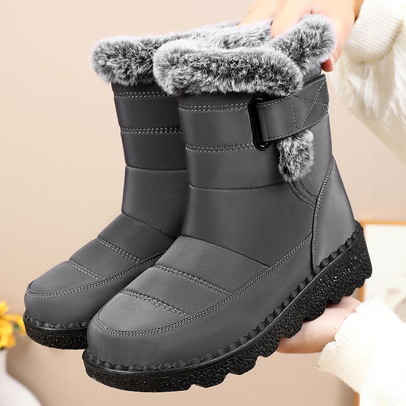 Snow boots, winter women's boots with plush and thick cotton boots, polyurethane long boots, high cut and thick soled cotton shoes