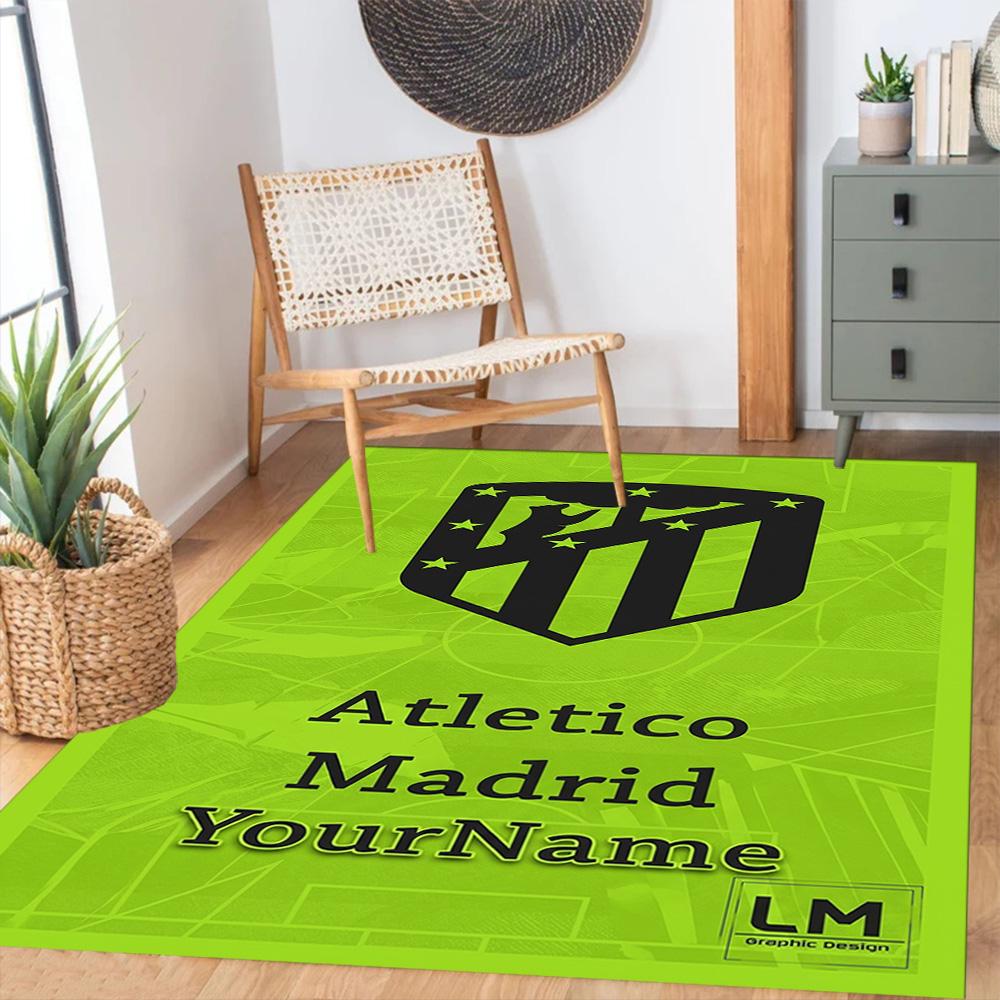 Atletico Madrid Personalized Name Carpet Perfect for Living Rooms Kitchen Outdoor Hallway Anti-slip Rug Office home decor Perfect Gift for Women/Men