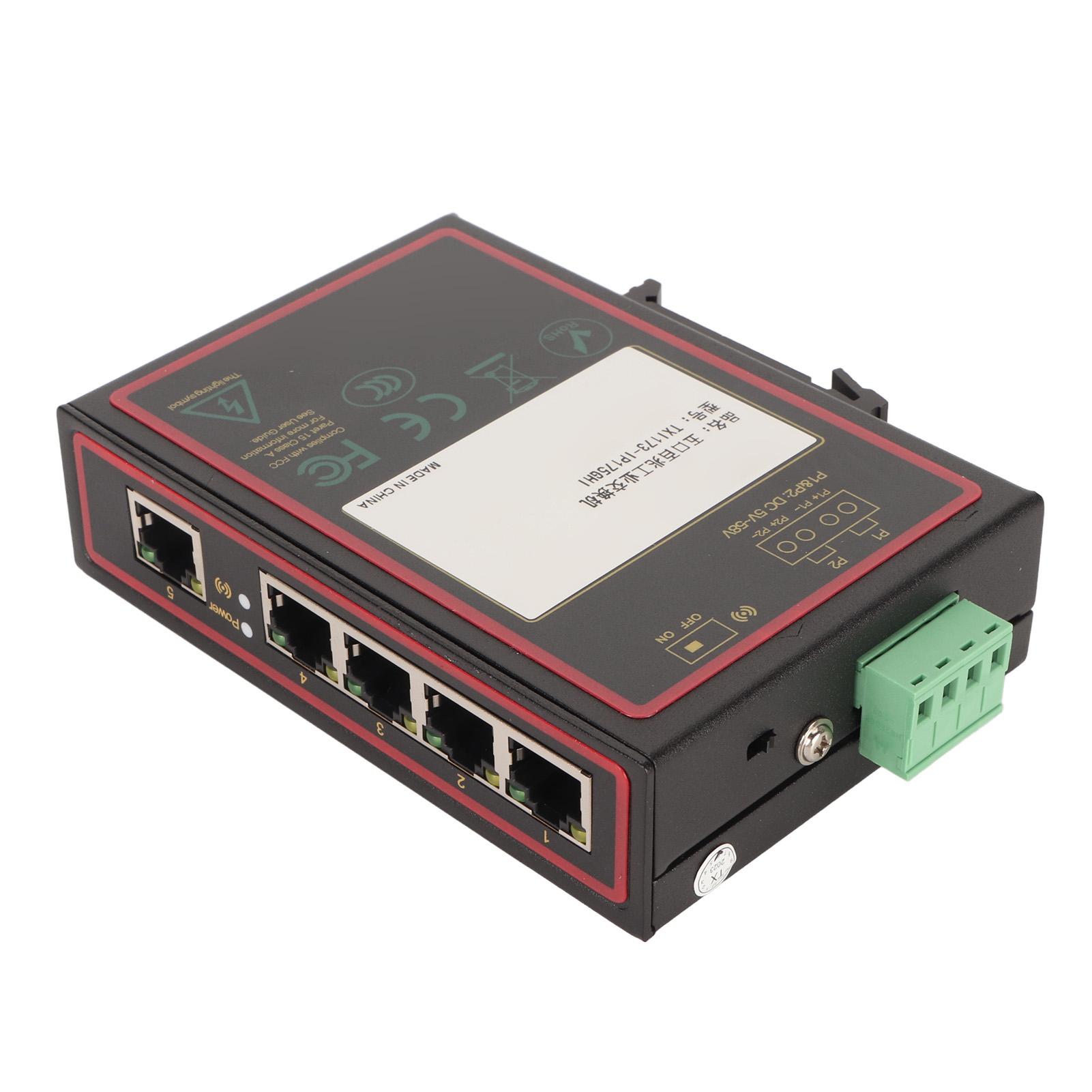 

Industrial Ethernet Switch 5 Ports 100Mbps DIN Guide Rail IP40 Protection Unmanaged Network Switch