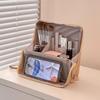 Women Vertical Makeup Bag Standable Large Capacity Skincare Storage Bag Partitioned Multi-Compartment Cosmetic Organizer