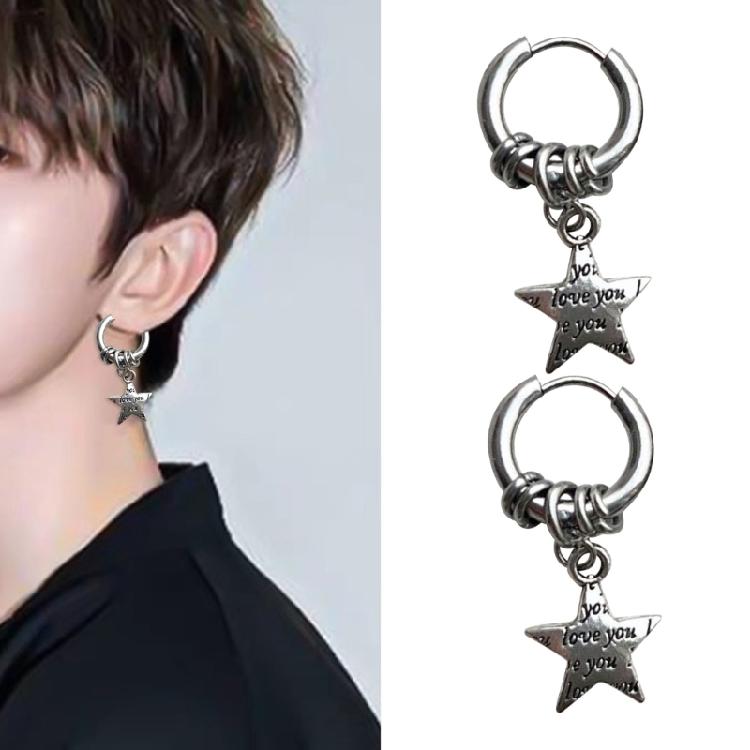 Creative Punk Star Earings Unisex Ear Jewelry Drop Earrings Star Hoop Earrings