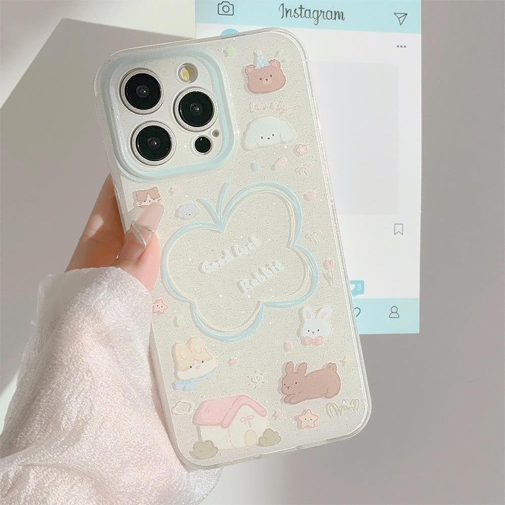 

Double layer Glitter Powder Butterfly Stand Iphone16 Suitable for 14 IPhone Case 12 Fairy 13 Promax11 12pro