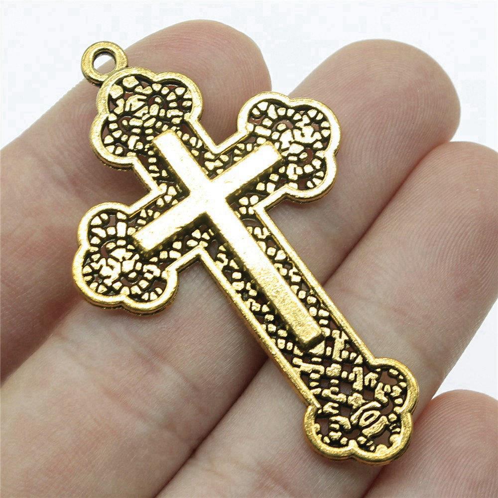 Large Crosses Detailed Religious Charm Antique Bronze Zinc Alloy Jewelry Making Supplies Necklace Making DIY Charms